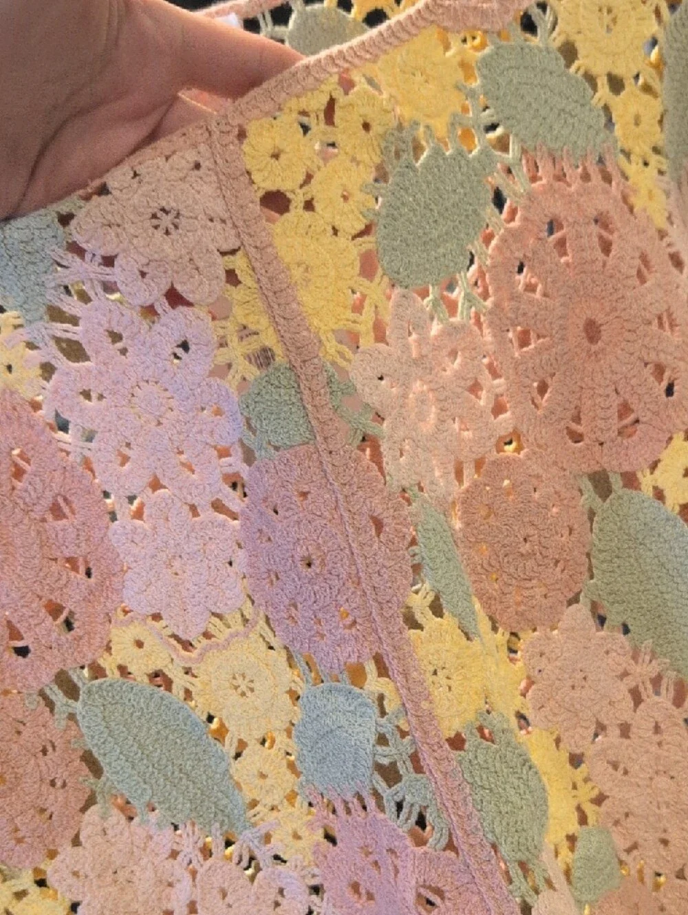 Mango Crochet Floral Knit Top in Peach and Yellow - Picture 12 of 12